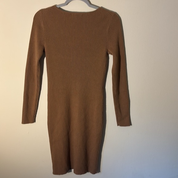 Madewell Brown Bodycon V-Neck Dress - Picture 4 of 9